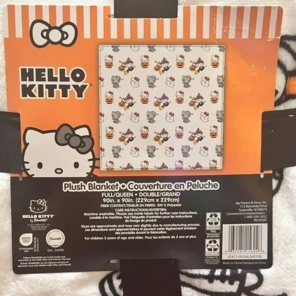 Hello Kitty Halloween Throw plush Blanket Full/Queen